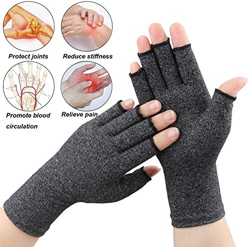 1 par de guantes de artritis, compresión para el alivio del dolor de la artritis, osteoartritis reumatoide y túnel carpiano, guantes de compresión premium y sin dedos para trabajo diario