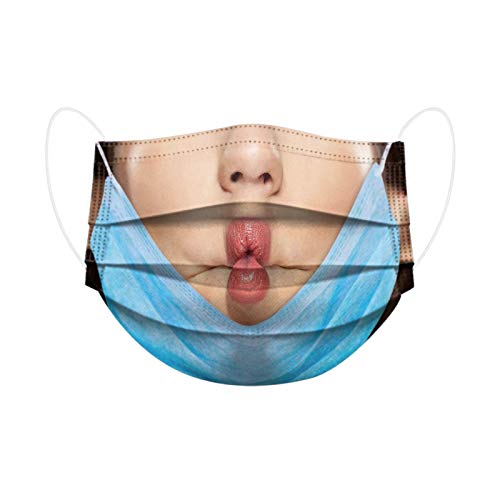 10 Piezas Adultos Expresión Divertida_Mascarillas, 3 Capas Spunlace, wuayi 3D Estéreo Hermosa Exquisita Elegante Impresión Sin Posicionamiento, Cómodo Respirable, Deportes Ocio Oficina