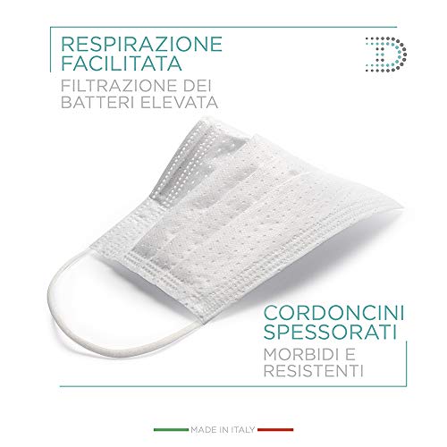 100 Mascarillas Quirúrgicas Italianas de Certificación CE, Tipo II de Eficacia de Filtración BFE≥99.8|Mascarillas Faciales Desechables Homologadas de 3 Capas con Elásticos|Mascarilla Blanca [100 Pzas]