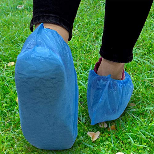 100 piezas de plástico impermeable a prueba de polvo fundas de zapatos para pisos, azul, talla única