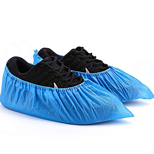 100 piezas de plástico impermeable a prueba de polvo fundas de zapatos para pisos, azul, talla única