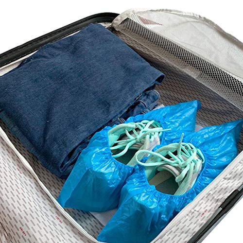 100 piezas de plástico impermeable a prueba de polvo fundas de zapatos para pisos, azul, talla única