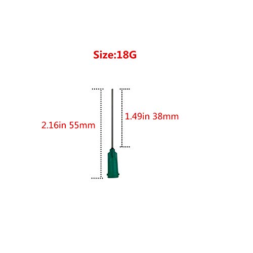 100pack Agujas de punta roma de 18G 1.2-38mm para experi Agujas de punta roma, aguja roma, agujas dispensadoras de plástico industrial, punta roma