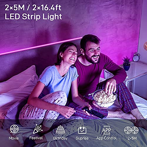 10M Tira LED, COOLAPA RGB Luces LED, Iluminación de ambiente, Sync con Música, 5050 12V Tiras LED, Control Remoto de 40 Teclas, para Decoración de Casa, Jardín, Fiesta