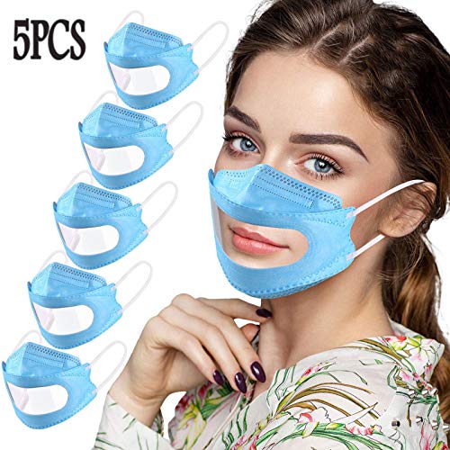 1/3/5/10/20/30/50/100pc Unisex Adulto Transparente Labios Bufanda sólida -impresión de Moda Lindo elástico Universal Bufanda Earloop -10105-7