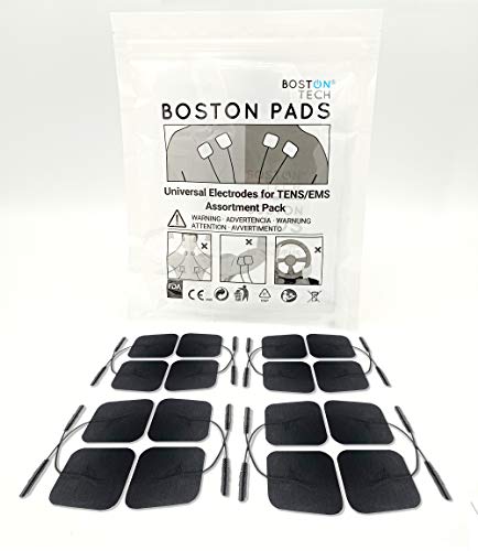 16 Electrodos para TENS y EMS - Parches Super Soft universales de 5 x 5cm Reutilizables Conexión Tipo Pigtail (Clavija) 2mm. Tecnología Premium Black de 3 Capas con Gel Digital 100% japonés (Black)