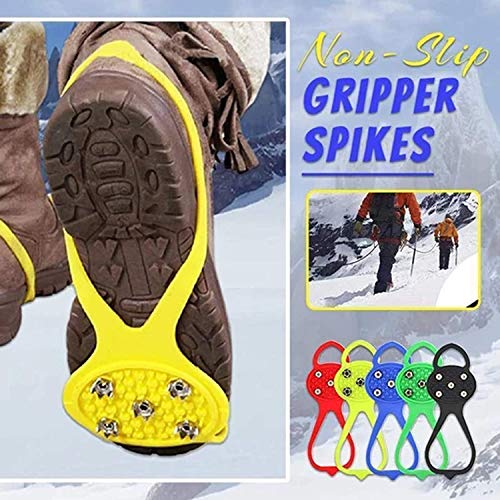 2 Pares de Pinchos de Agarre Antideslizantes universales, Zapato de Nieve Antideslizante Universal de Hielo de 5 Tacos, Tacos duraderos sobre el Zapato con Buena Elasticidad (Negro, Adulto)