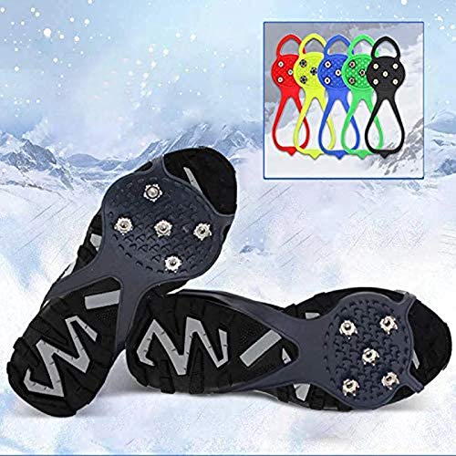 2 Pares de Pinchos de Agarre Antideslizantes universales, Zapato de Nieve Antideslizante Universal de Hielo de 5 Tacos, Tacos duraderos sobre el Zapato con Buena Elasticidad (Negro, Adulto)