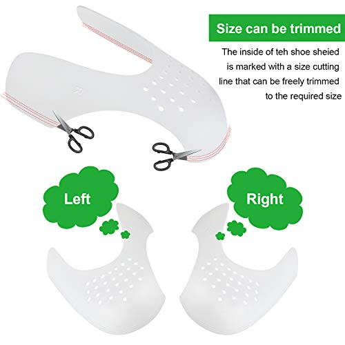 2 Pares Protector de Arrugas de Zapatos Antiarrugas Puntera para Reducir, Prevenir Pliegue de Calzado Deportivo para Hombres 7-12/ Mujeres 5-8(Negro, Blanco)