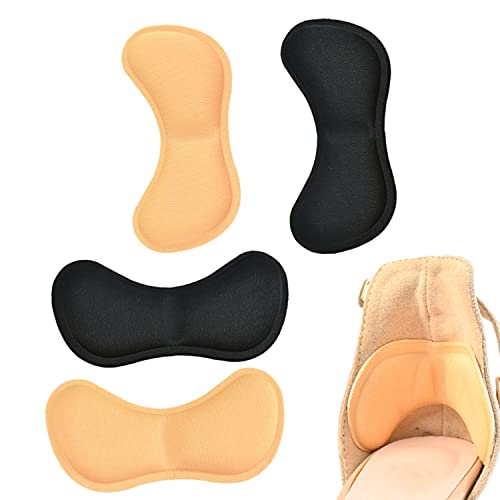 2 pares taloneras de las plantillas del zapato evitar rozaduras talón de los zapatos de tacón engomadas de Ajustes de la longitud del zapato del tacón Zapatos de ratones (2 Pares, Beige & Negro)