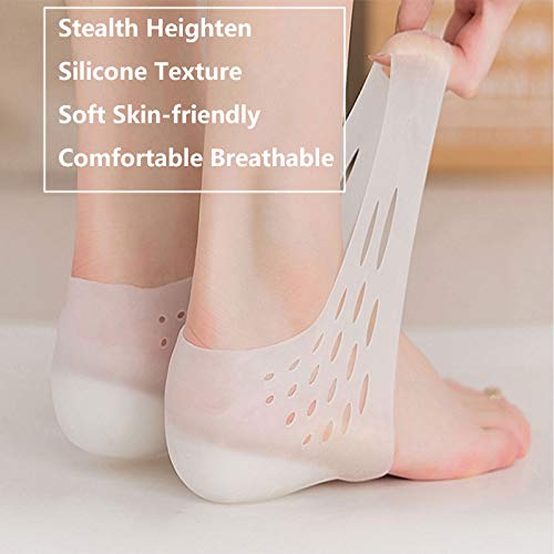 2 PCS Protector TalóN Silicona Plantilla de Silicona Invisible Protectores de TalóN de Calcetines para las Almohadillas Traseras del Pie ProteccióN del TalóN Aumentar la Altura en 4.5cm Unisex