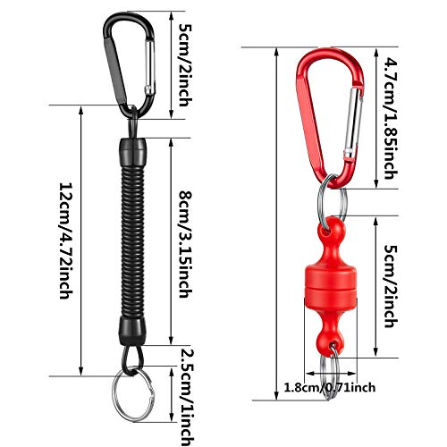 2 Piezas Soporte de Liberación de Red Magnética Gancho Metal de Llavero con Clip de Liberación Neta con 2 Piezas Clip de Bobina Llavero de Primavera para Volar Pescar Escalar