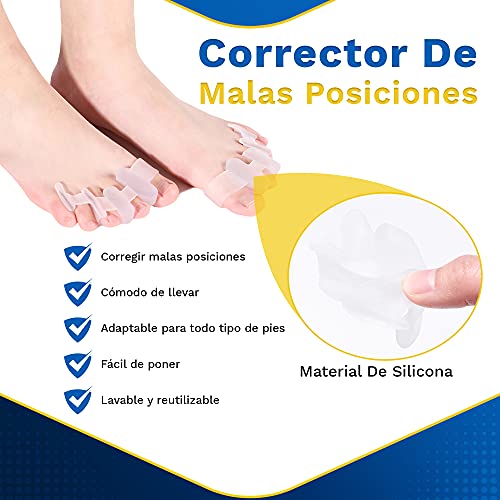 2 Separadores de Dedos del Pie -Separador Silicona Dedos Silicona- Corrector Hallux Valgus - Corrector Dedo Martillo- Corrector Día y Noche para Aliviar Dolor del Pie-Después de Yoga, Ballet o Deporte