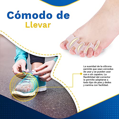 2 Separadores de Dedos del Pie -Separador Silicona Dedos Silicona- Corrector Hallux Valgus - Corrector Dedo Martillo- Corrector Día y Noche para Aliviar Dolor del Pie-Después de Yoga, Ballet o Deporte