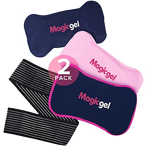 2 x Bolsas de gel frío y calor para lesiones reutilizables - Para aplicar con banda de compresión - Se adapta a cualquier articulación o parte del cuerpo para alivio del dolor, de Magic Gel