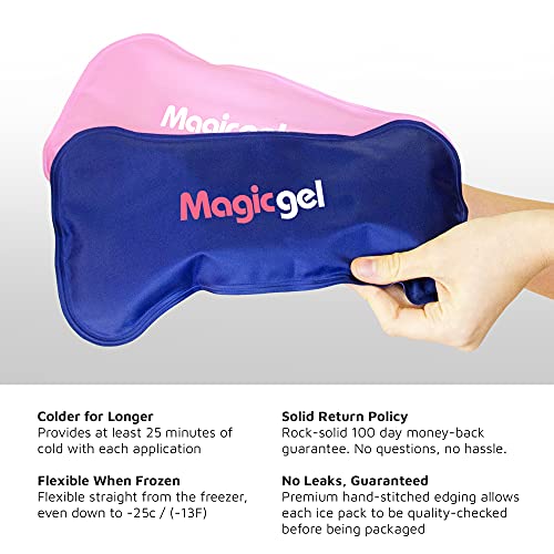 2 x Bolsas de gel frío y calor para lesiones reutilizables - Para aplicar con banda de compresión - Se adapta a cualquier articulación o parte del cuerpo para alivio del dolor, de Magic Gel