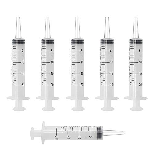 20 ml Jeringas, 6 Piezas Jeringas de Dosificación de Plástico para Laboratorio Scientíficos Industrial de Alimentación de Animales Medición Dispensación Riego, Sellado Individualmente