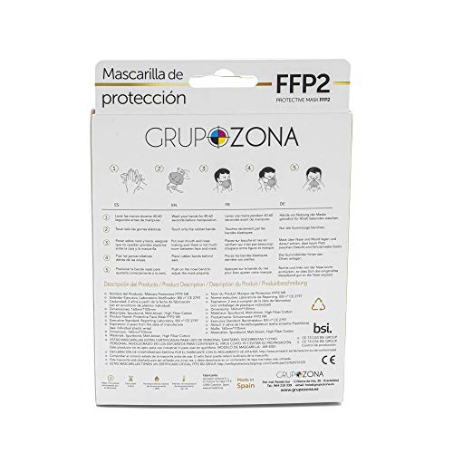 20 uds Mascarillas FFP2 negras homologadas y fabricadas en España CE 2797, filtrado de 5 capas - GrupoZona - Mascarilla ffp2 protección respiratoria