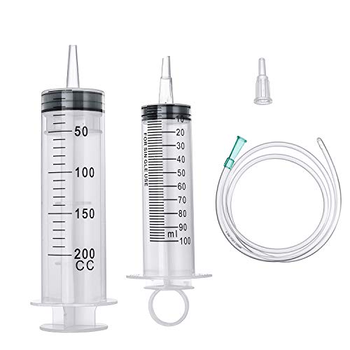 200ml/100ml jeringas con 1m tubo largo de plástico,jeringa desechable Conjunto grande en envase estéril jeringa de dosificación para la aplicación aceite o pegamento,los experimentos,el uso industrial