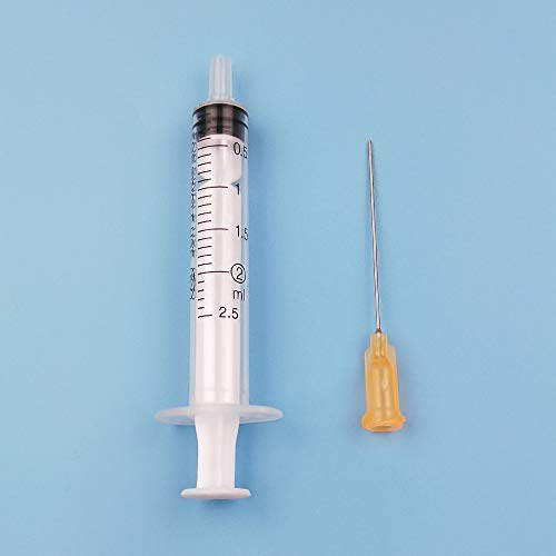 20PCS 2.5ml jeringa con 20pcs 23g-1.5"aguja de dispensación para uso industrial y de laboratorio Aguja dispensadora conjunto de jeringa jeringa de plástico jeringa desechable