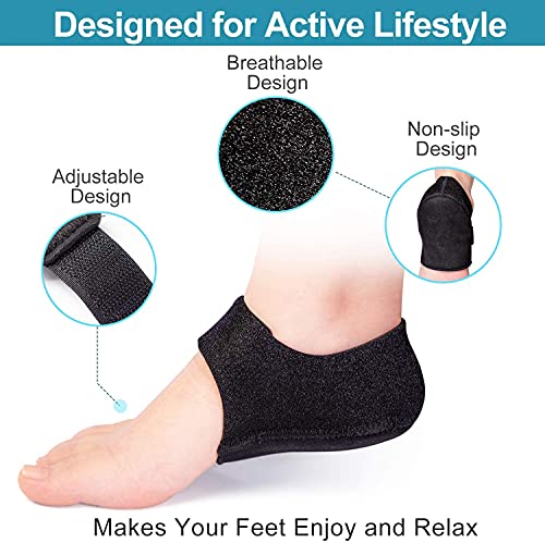 2PCS Protectores de talón,almohadillas de talón,Protectores de gel para el talón para fascitis plantar, tendinitis de Aquiles, cojín para el talón para aliviar el dolor y la presión del talón