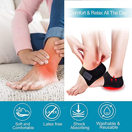 2PCS Protectores de talón,almohadillas de talón,Protectores de gel para el talón para fascitis plantar, tendinitis de Aquiles, cojín para el talón para aliviar el dolor y la presión del talón