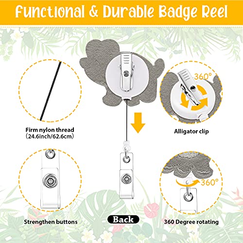 3 Carretes de Insignia de Enfermera Elefante Soporte de Insignia de Fieltro con Forma de Elefante Retráctil Carrete de Insignias de Nombre de Identificación con Pinza de Cocodrilo Giratoria