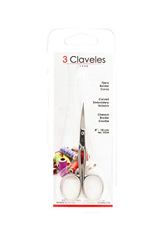 3 Claveles Tijera Bordar Curva 4" D 3C, Plata, 11 cm (4")