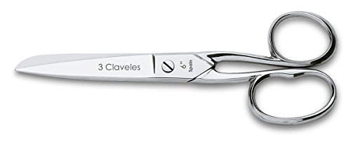 3 Claveles Tijeras Modista, Costura o Labores, Acero de Carbono, (Tamaño: 15 cm-6"), Gris