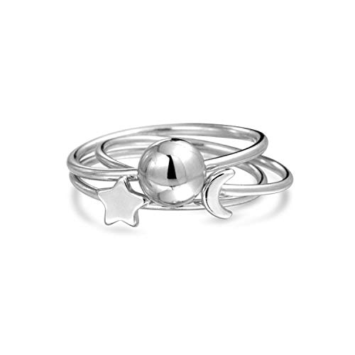 3 Conjunto Celestial Sol Luna Estrella Nudillo Anillos Midi 1Mm Juego Para La Mujer Adolescente 925 Plata De Ley 925