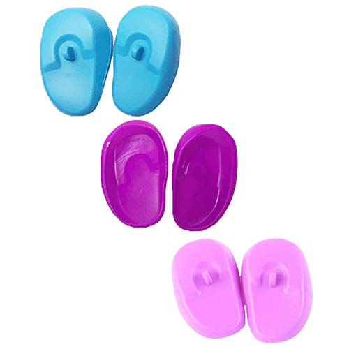 3 pares fundas de silicona reutilizables para los oídos de peluquería colorante para el oído protector impermeable para el tinte del pelo protector para la ducha del baño salón (color al azar)