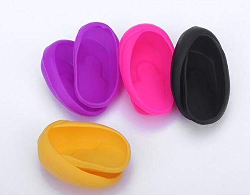 3 pares fundas de silicona reutilizables para los oídos de peluquería colorante para el oído protector impermeable para el tinte del pelo protector para la ducha del baño salón (color al azar)