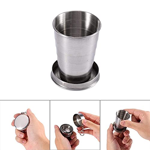 3-Piezas Taza Plegable al Aire Libre, Vaso Portatil Plegable, Taza Plegable De Acero Inoxidable, para Viajes al Aire Libre Suministros para Acampar Taza Agua Taza Café Taza Cerveza