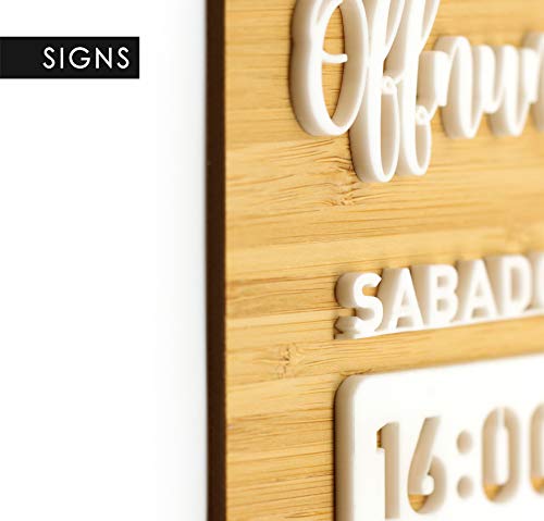 3DP Signs - Design para Personalizar - Cartel Horario de Apertura - Shabby Chic OH07 - Placa Horario para Tiendas, Cartel horario Comercio, Placa horario Comercial, Cartel horario Negocio (Español)