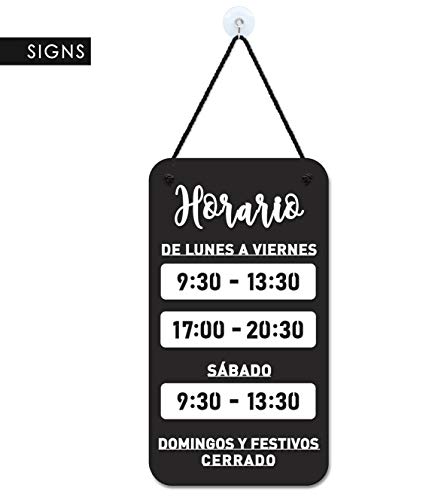 3DP Signs - Design para Personalizar - Cartel Horario de Apertura - Shabby Chic OH07 - Placa Horario para Tiendas, Cartel horario Comercio, Placa horario Comercial, Cartel horario Negocio (Español)