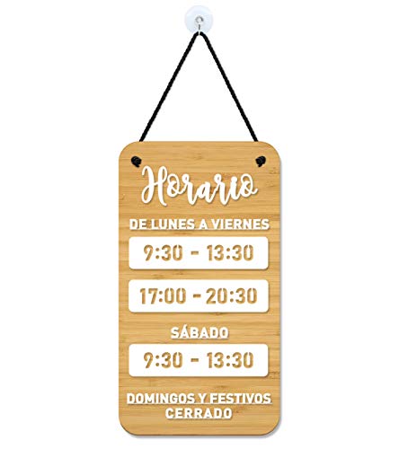 3DP Signs - Design para Personalizar - Cartel Horario de Apertura - Shabby Chic OH07 - Placa Horario para Tiendas, Cartel horario Comercio, Placa horario Comercial, Cartel horario Negocio (Español)