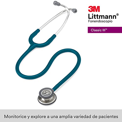 3M Littmann Classic III Fonendoscopio para monitorización, tubo Azul Caribe, 69 cm, 5623