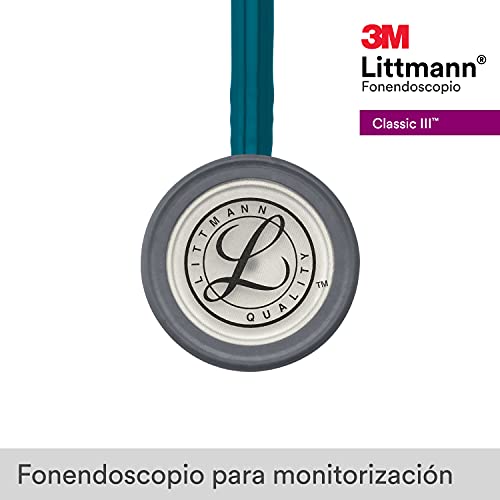 3M Littmann Classic III Fonendoscopio para monitorización, tubo Azul Caribe, 69 cm, 5623