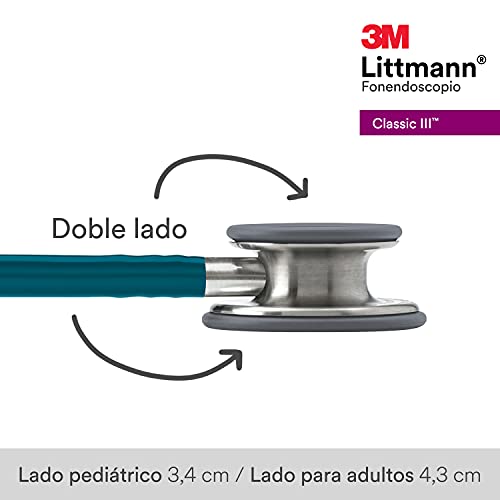 3M Littmann Classic III Fonendoscopio para monitorización, tubo Azul Caribe, 69 cm, 5623