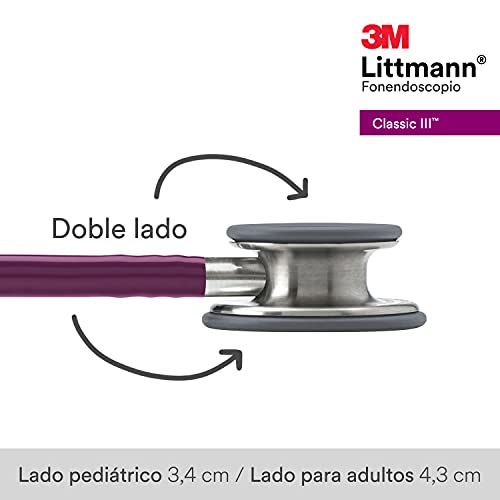 3M Littmann Classic III Fonendoscopio para monitorización, tubo color Ciruela, 69 cm, 5831