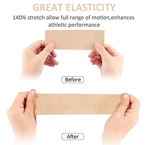 4 Rollos Cinta Kinesiología Tape 5 m x 5 cm Venda neuromuscular Adhesiva Alivio Dolor Muscular, Elásticas, Impermeable, Vendaje kinesiológico para Protección Deportiva Skin Color