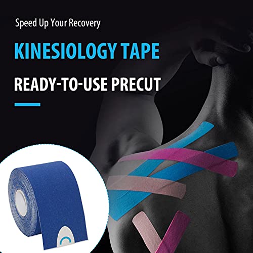 4 Rollos Cinta Kinesiología Tape 5 m x 5 cm Venda neuromuscular Adhesiva Alivio Dolor Muscular, Elásticas, Impermeable, Vendaje kinesiológico para Protección Deportiva Royal Blue