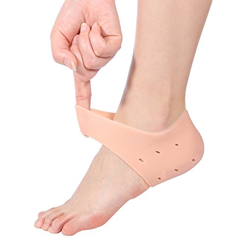 4 tipos 2PCS Calcetines de silicona para protección del talón de gel hidratante, Cuidados para los pies, Mangas para pies agrietadas secas, Férulas para juanetes, para hombres y mujeres(Piel)