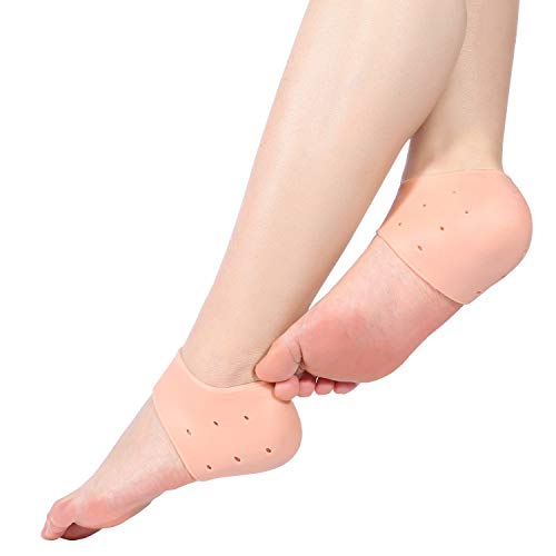 4 tipos 2PCS Calcetines de silicona para protección del talón de gel hidratante, Cuidados para los pies, Mangas para pies agrietadas secas, Férulas para juanetes, para hombres y mujeres(Piel)