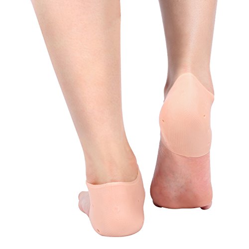 4 tipos 2PCS Calcetines de silicona para protección del talón de gel hidratante, Cuidados para los pies, Mangas para pies agrietadas secas, Férulas para juanetes, para hombres y mujeres(Piel)