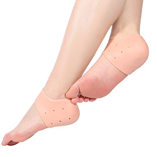 4 tipos 2PCS Calcetines de silicona para protección del talón de gel hidratante, Cuidados para los pies, Mangas para pies agrietadas secas, Férulas para juanetes, para hombres y mujeres(Piel)