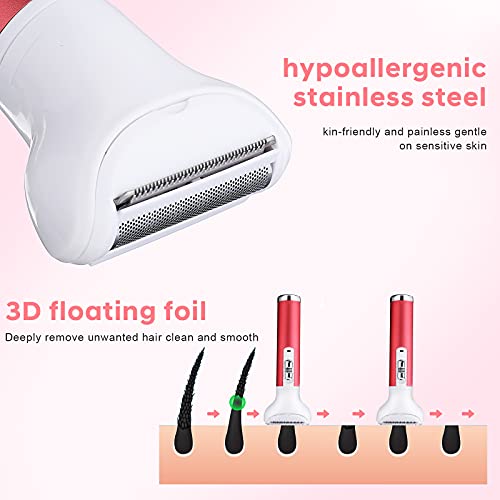 5 in 1 Afeitadora Mujer Electrica Binercer Depiladora Mujer Electrica con Wet y Dry Maquinilla Impermeable para Cara, Cejas, Piernas, Nariz, Bikini con Usb.