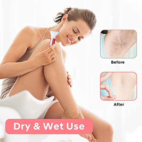 5 in 1 Afeitadora Mujer Electrica Binercer Depiladora Mujer Electrica con Wet y Dry Maquinilla Impermeable para Cara, Cejas, Piernas, Nariz, Bikini con Usb.