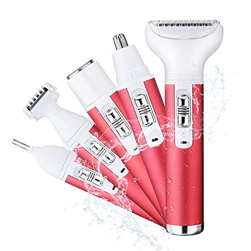 5 in 1 Afeitadora Mujer Electrica Binercer Depiladora Mujer Electrica con Wet y Dry Maquinilla Impermeable para Cara, Cejas, Piernas, Nariz, Bikini con Usb.