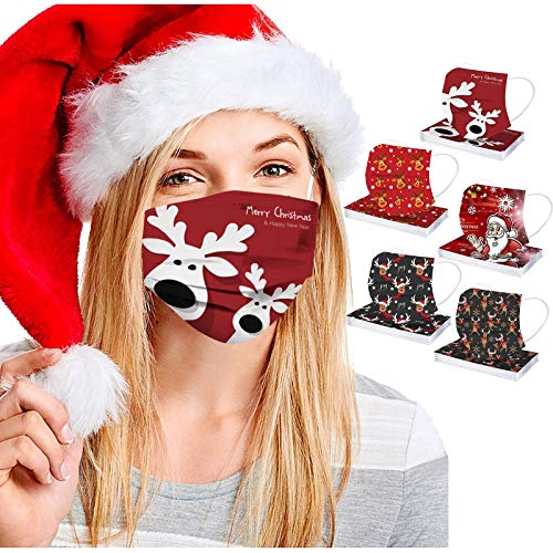 50 Piezas Navidad Adultos Mascarillas para Decoraciones de Fiesta, protección Transpirable, ventilación de Alta filtración